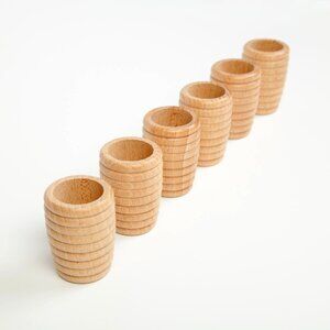 NWT Grapat Wooden Toys Natural Honeycomb Beakers Set of 6